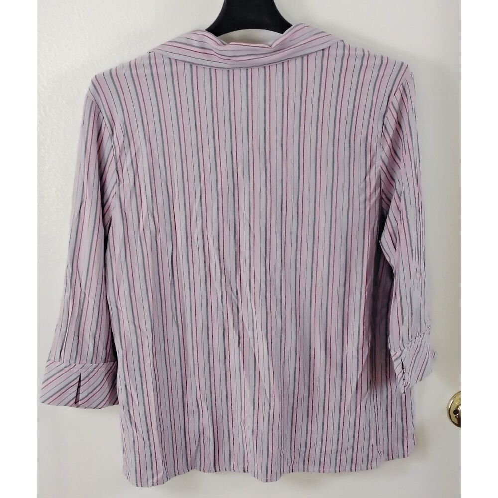 Liz Lange XXL pink grey stripe stretch women's 3/4 sleeve maternity top - Picture 2 of 9